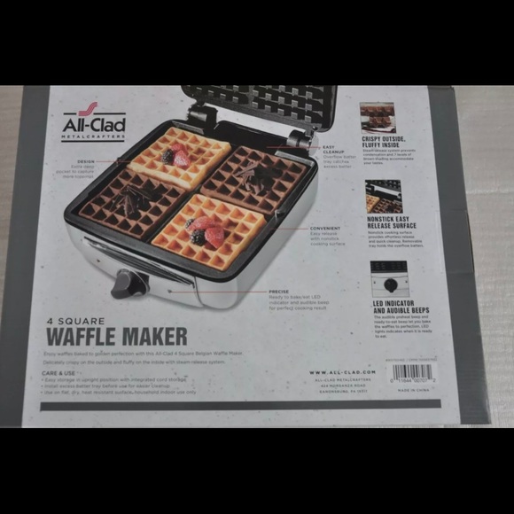 AllClad Stainless Steel Four 4 Square Waffle Maker Belgian Style LOCAL PICKUP - Picture 3 of 10